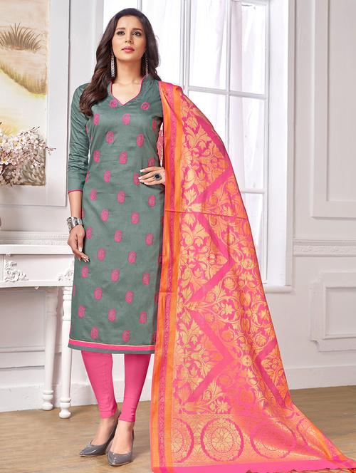 embroidered unstitched churidaar suit - 15694342 - Very Small Image - 1