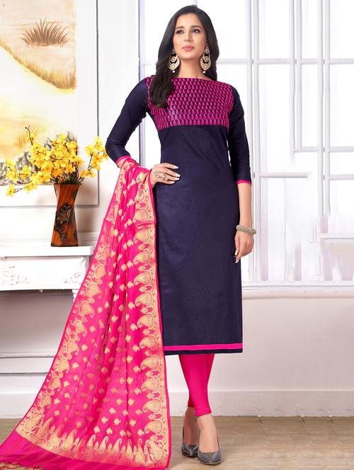 embroidered unstitched churidaar suit - 15694351 - Very Small Image - 1