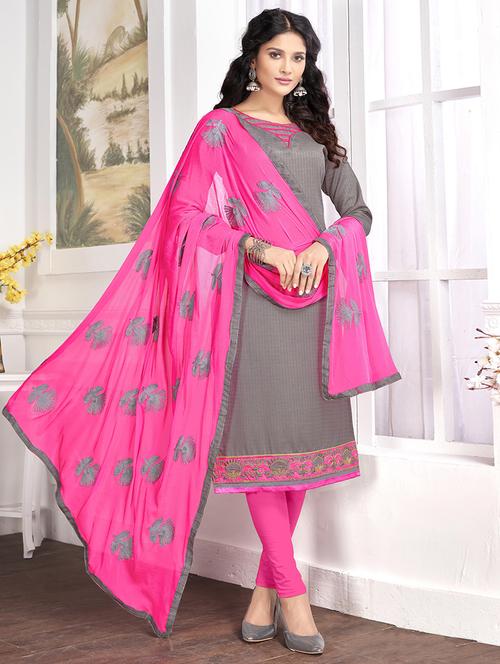 embroidered unstitched churidaar suit - 15694353 - Very Small Image - 1