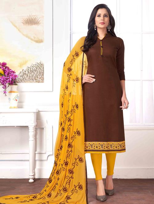 embroidered unstitched churidaar suit - 15694357 - Very Small Image - 1