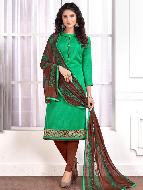 embroidered unstitched churidaar suit - 15694361 - Very Small Image - 1