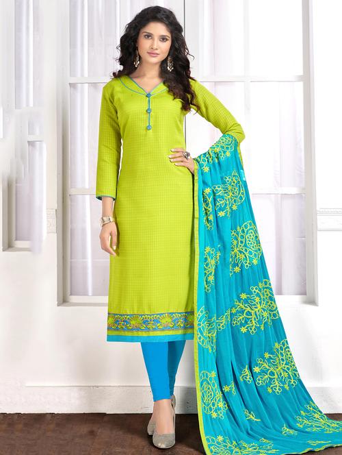 embroidered unstitched churidaar suit - 15694364 - Very Small Image - 1