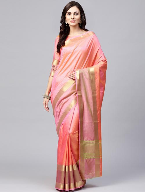 ombre zari border saree with blouse - 15694916 - Very Small Image - 1
