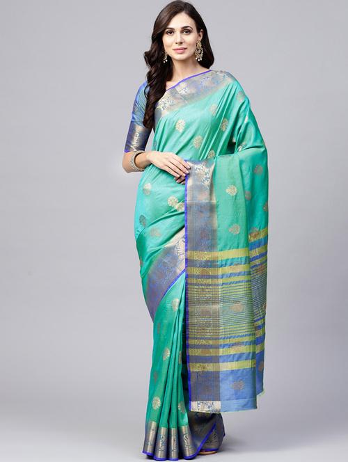 floral zari motif kanjivaram saree with blouse - 15694920 - Very Small Image - 1