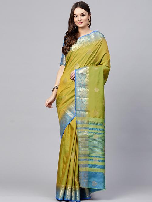 floral zari motif kanjivaram saree with blouse - 15694921 - Very Small Image - 1