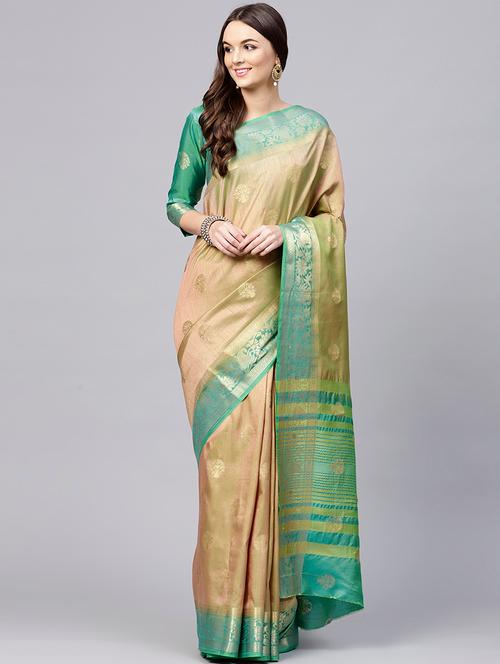 floral zari motif kanjivaram saree with blouse - 15694926 - Very Small Image - 1