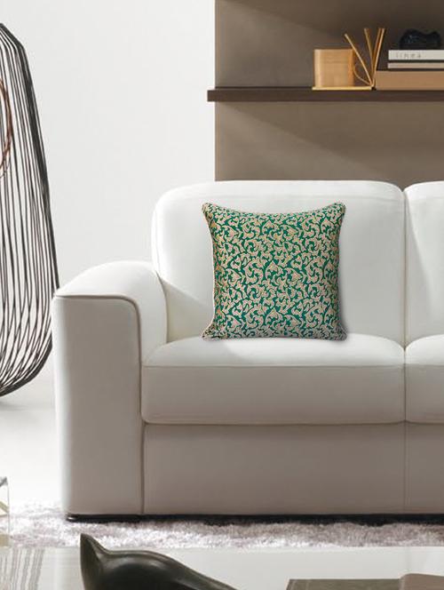 polyester dark green square cushion cover- set of 1 (40 x 40 cm) - 15695083 - Very Small Image - 1