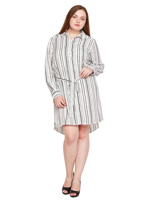 tie up waist button up plus dress - 15695482 - Very Small Image - 1