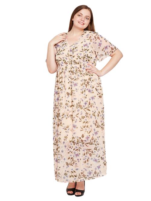 surplice neck maxi plus dress - 15695496 - Very Small Image - 1