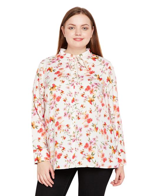 tie up detail floral plus shirt - 15695550 - Very Small Image - 1