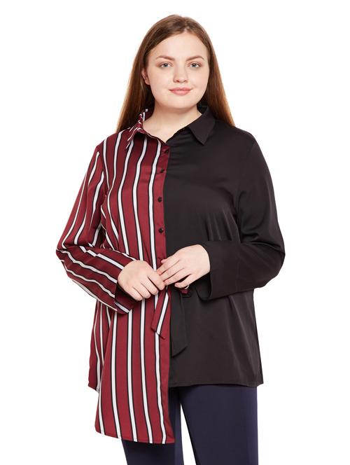 color block striped asymmetric plus shirt - 15695552 - Very Small Image - 1