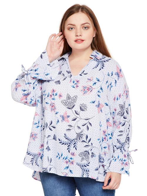 floral asymmetric plus tunic - 15695603 - Very Small Image - 1