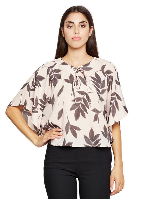 eyelet detail leaf print top - 15695619 - Very Small Image - 1