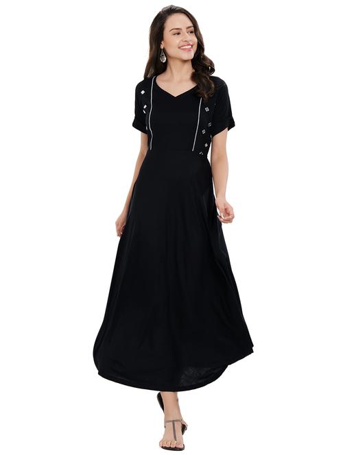 a-line mirror work kurta - 15695686 - Very Small Image - 1