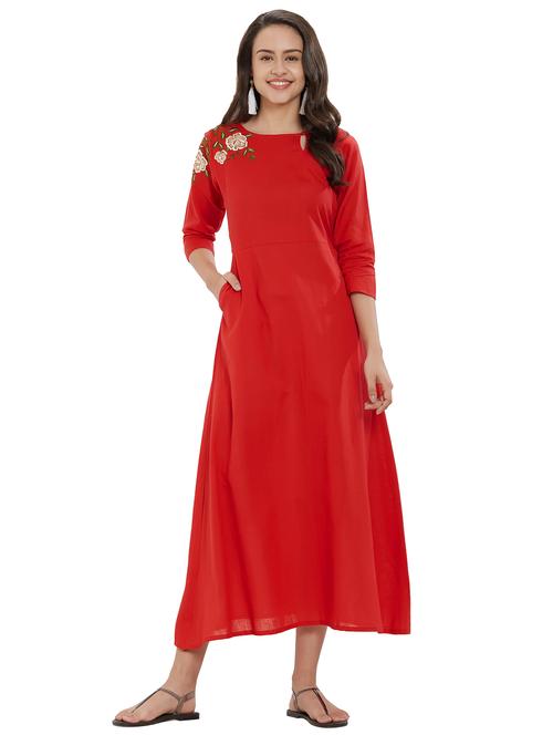 a-line embroidered dress - 15695692 - Very Small Image - 1