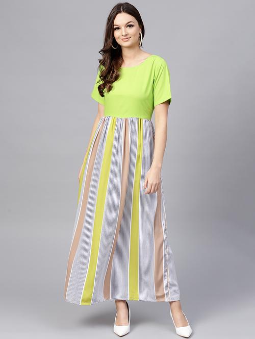 vertical striped a-line maxi dress - 15696070 - Very Small Image - 1