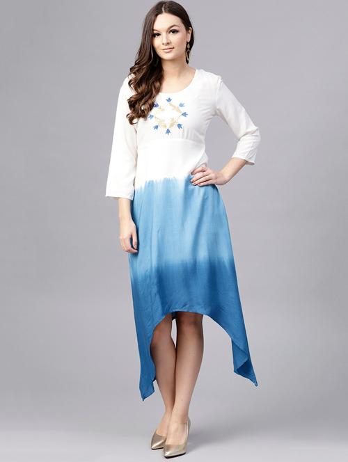 embroidered ombre asymmetric dress - 15696081 - Very Small Image - 1
