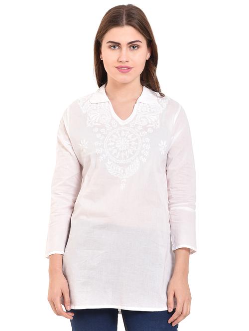 embroidered straight kurti - 15696103 - Very Small Image - 1