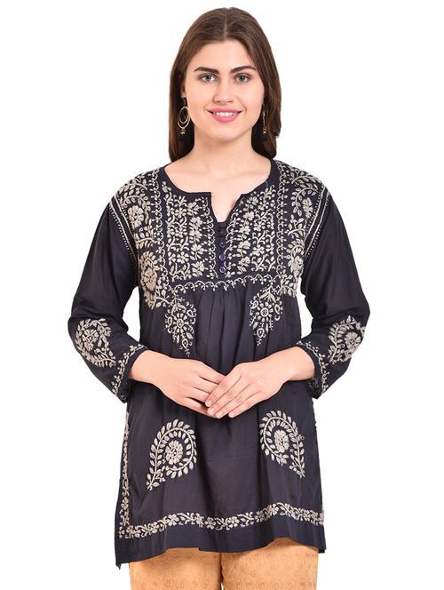 embroidered straight kurti - 15696109 - Very Small Image - 1