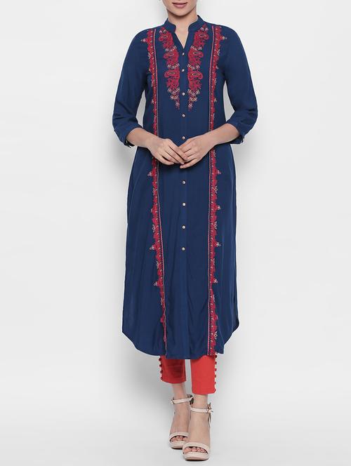 straight embroidered kurta - 15696322 - Very Small Image - 1