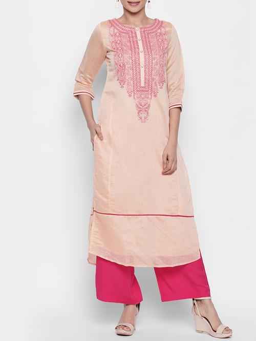 straight embroidered kurta - 15696323 - Very Small Image - 1