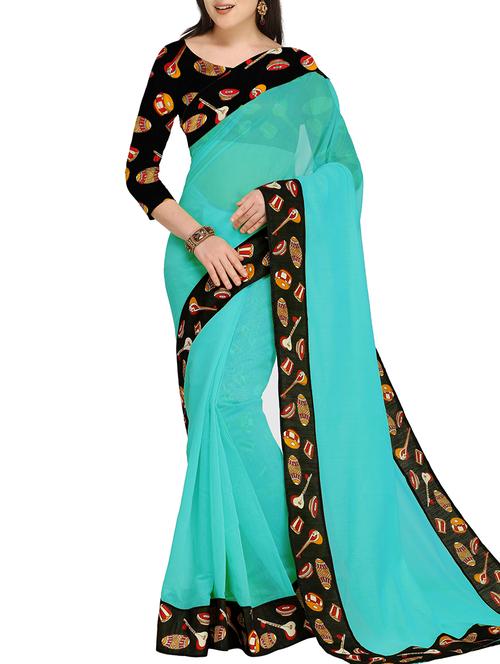 conversational border chanderi saree with blouse - 15697090 - Very Small Image - 1