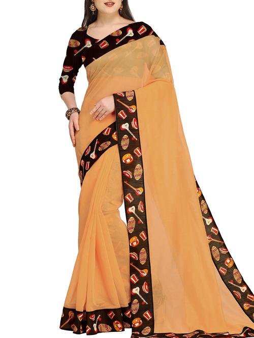 conversational border chanderi saree with blouse - 15697096 - Very Small Image - 1