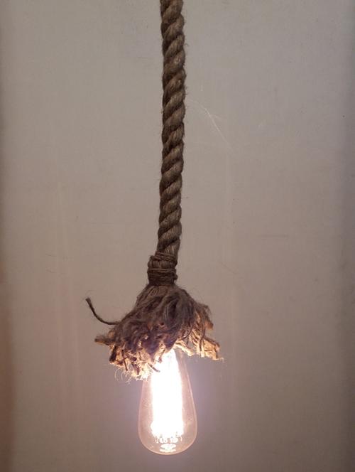jute rope single rustic hanging pendant light - 15697160 - Very Small Image - 1