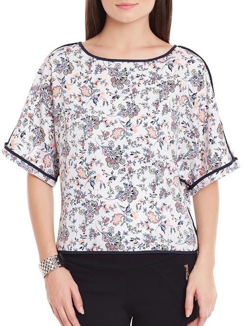 contrast binding floral asymmetric top - 15697401 - Very Small Image - 1