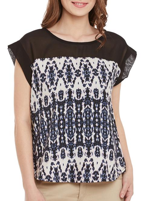 contrast yoke cap sleeved top - 15697404 - Very Small Image - 1