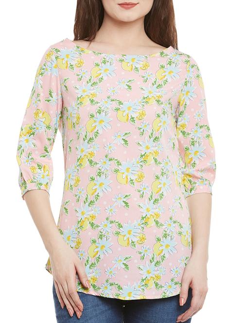 floral boat neck top - 15697405 - Very Small Image - 1