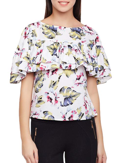 tropical print ruffled detail top - 15697407 - Very Small Image - 1