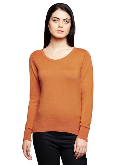 camel brown woolen pullover - 15697994 - Very Small Image - 1