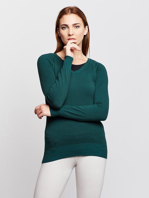 teal green woolen pullover - 15698014 - Very Small Image - 1