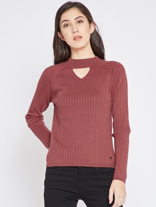 choker neck ribbed knit pullover - 15698037 - Very Small Image - 1
