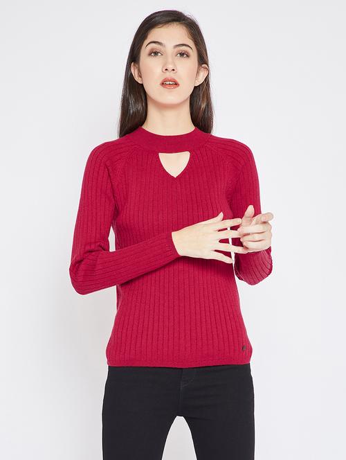 choker neck ribbed knit pullover - 15698038 - Very Small Image - 1