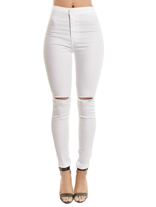 high rise knee slit jeans - 15698081 - Very Small Image - 1