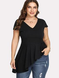 v-neck asymmetric peplum top - 15698126 - Very Small Image - 1