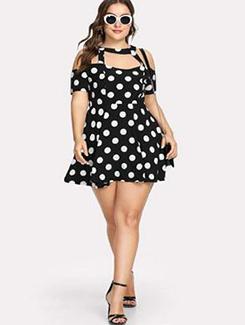 cut out detail polka dots dress - 15698170 - Very Small Image - 1