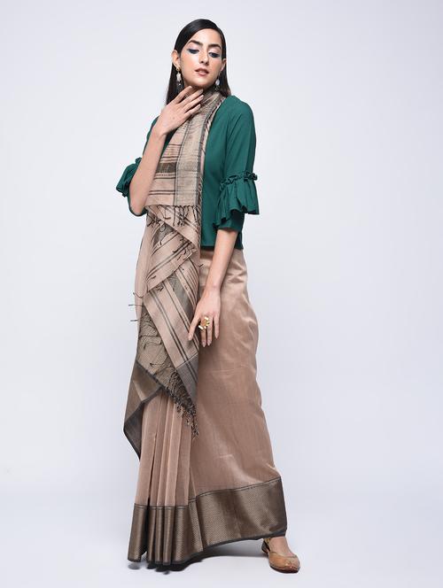 chevron zari border maheshwari saree with blouse - 15700034 - Very Small Image - 1
