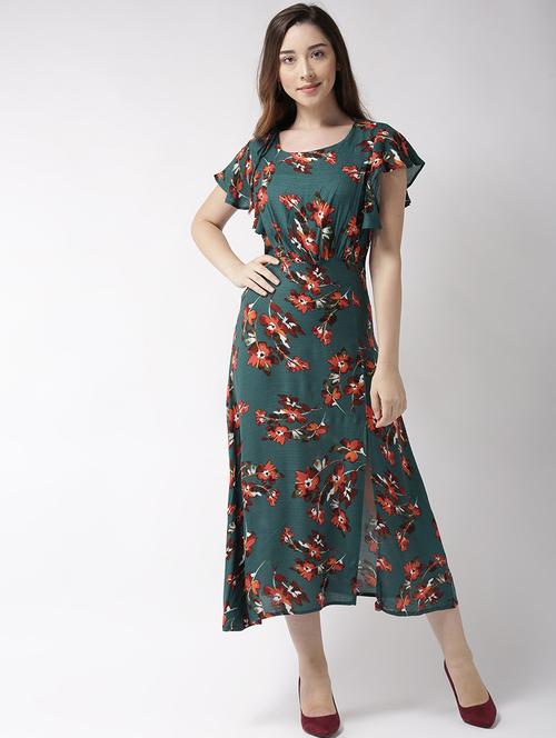 high slit floral a-line dress - 15700079 - Very Small Image - 1