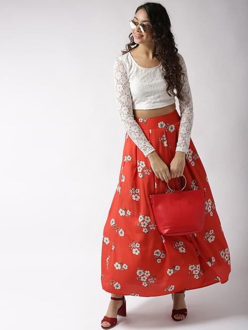 lace top floral pleated skirt set - 15700081 - Very Small Image - 1