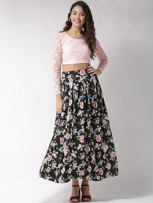 lace top floral pleated skirt set - 15700082 - Very Small Image - 1