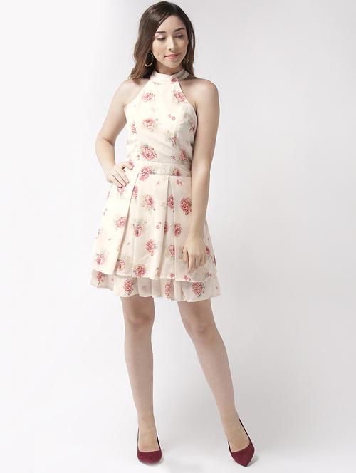 cut out back layered pleated dress - 15700086 - Very Small Image - 1