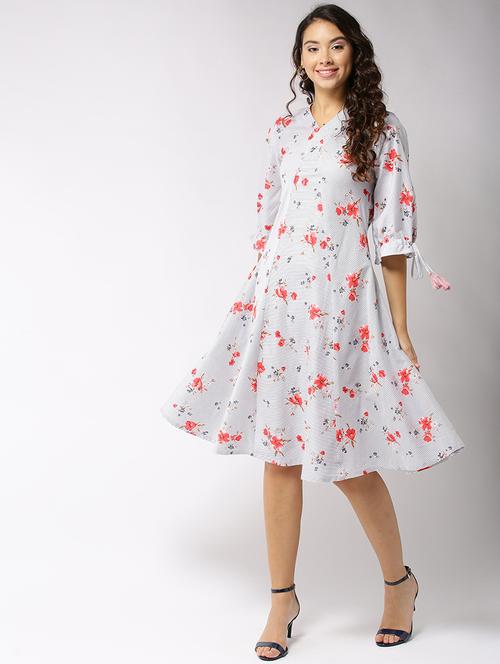 tassel tie up detail flared dress - 15700098 - Very Small Image - 1