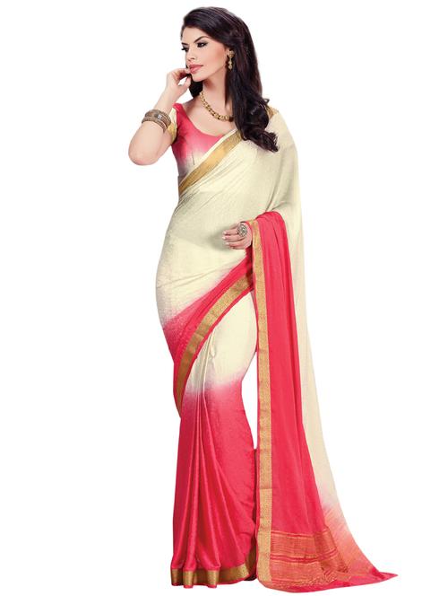 ombre zari border woven saree with blouse - 15700218 - Very Small Image - 1