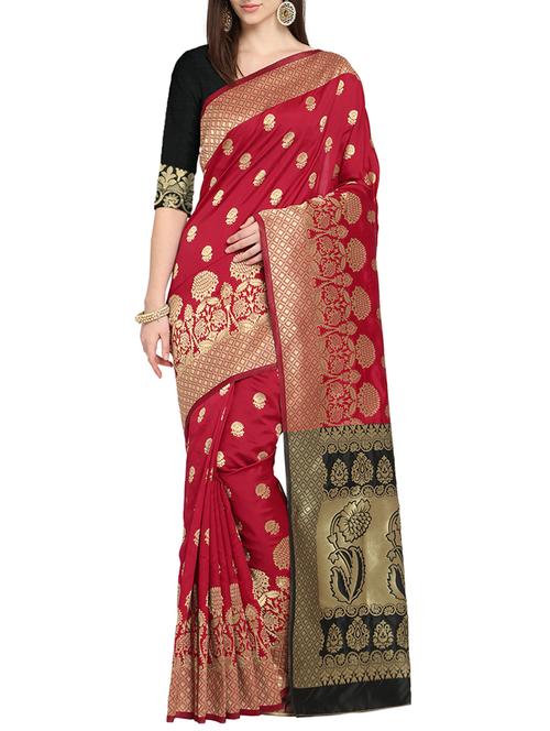 zari floral kanjivaram saree with blouse - 15700601 - Very Small Image - 1
