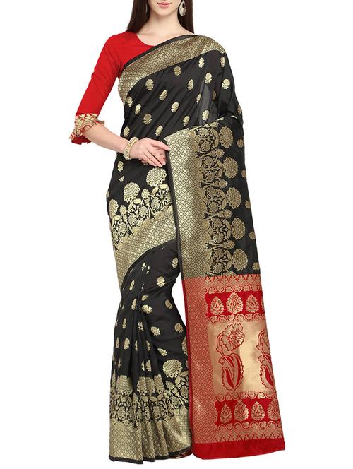 zari floral kanjivaram saree with blouse - 15700604 - Very Small Image - 1