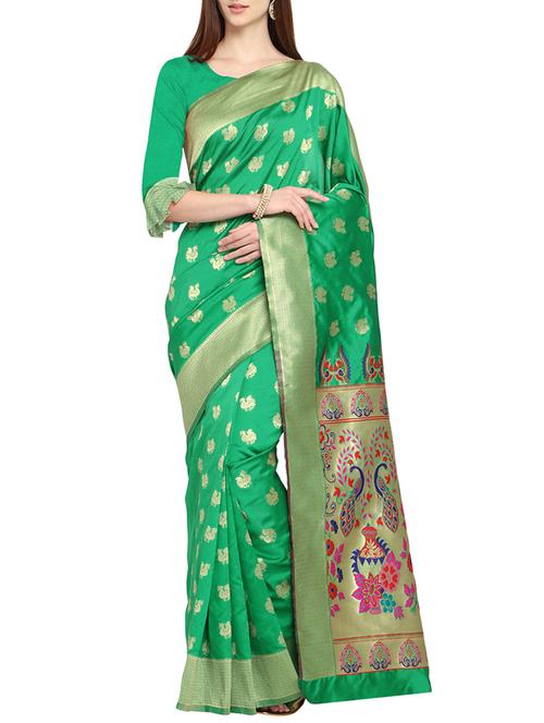 zari conversational kanjivaram saree with blouse - 15700606 - Very Small Image - 1