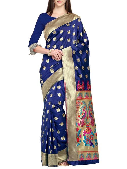zari conversational kanjivaram saree with blouse - 15700607 - Very Small Image - 1